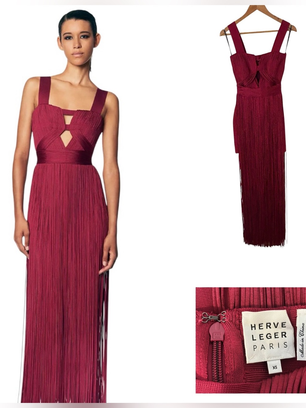 HERVÉ LÉGER Contour Fringe Maxi Dress
